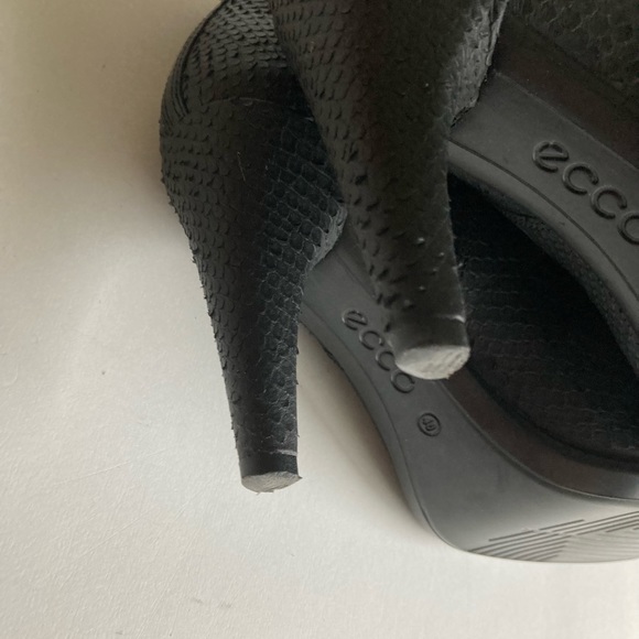 Ecco Black Lizard Print Leather Point Toe Heeled Ankle Boots size EUR 40, US 9.5 - Picture 12 of 16